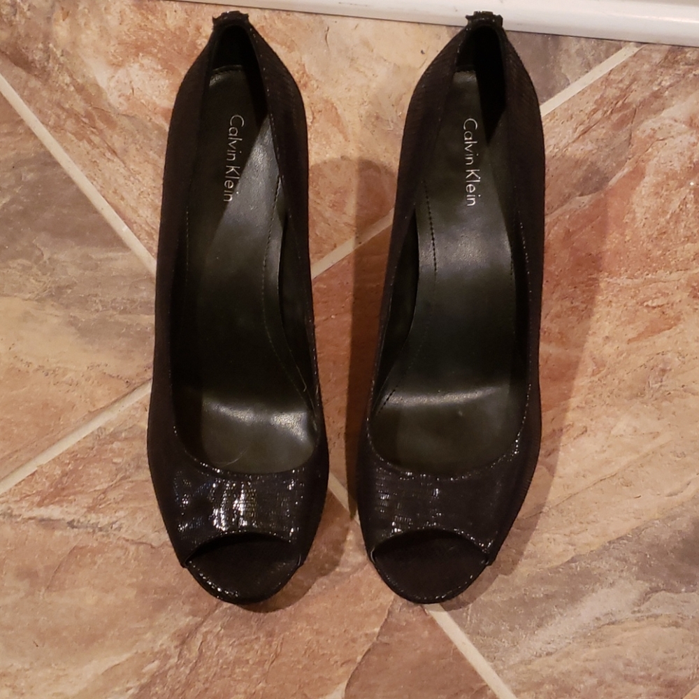 Calvin Klein peep toe heels